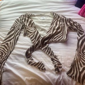 Princess Polly Brown Zebra Bell Sleeve Top